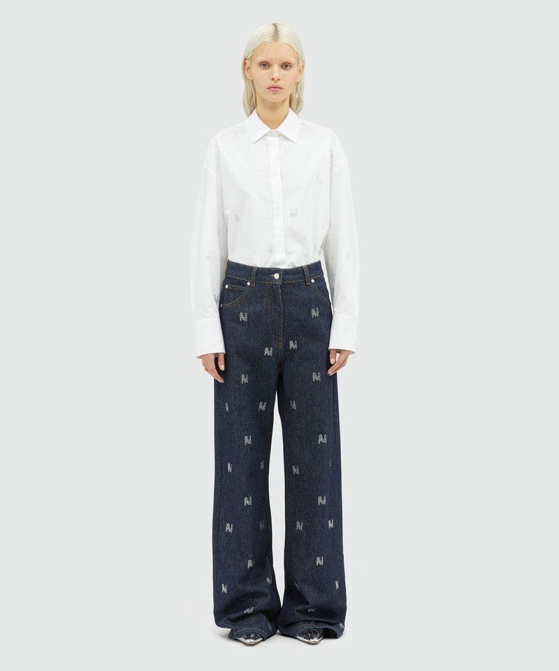 MSGM Wide-leg denim pants with  "TheMwave" motif outlook