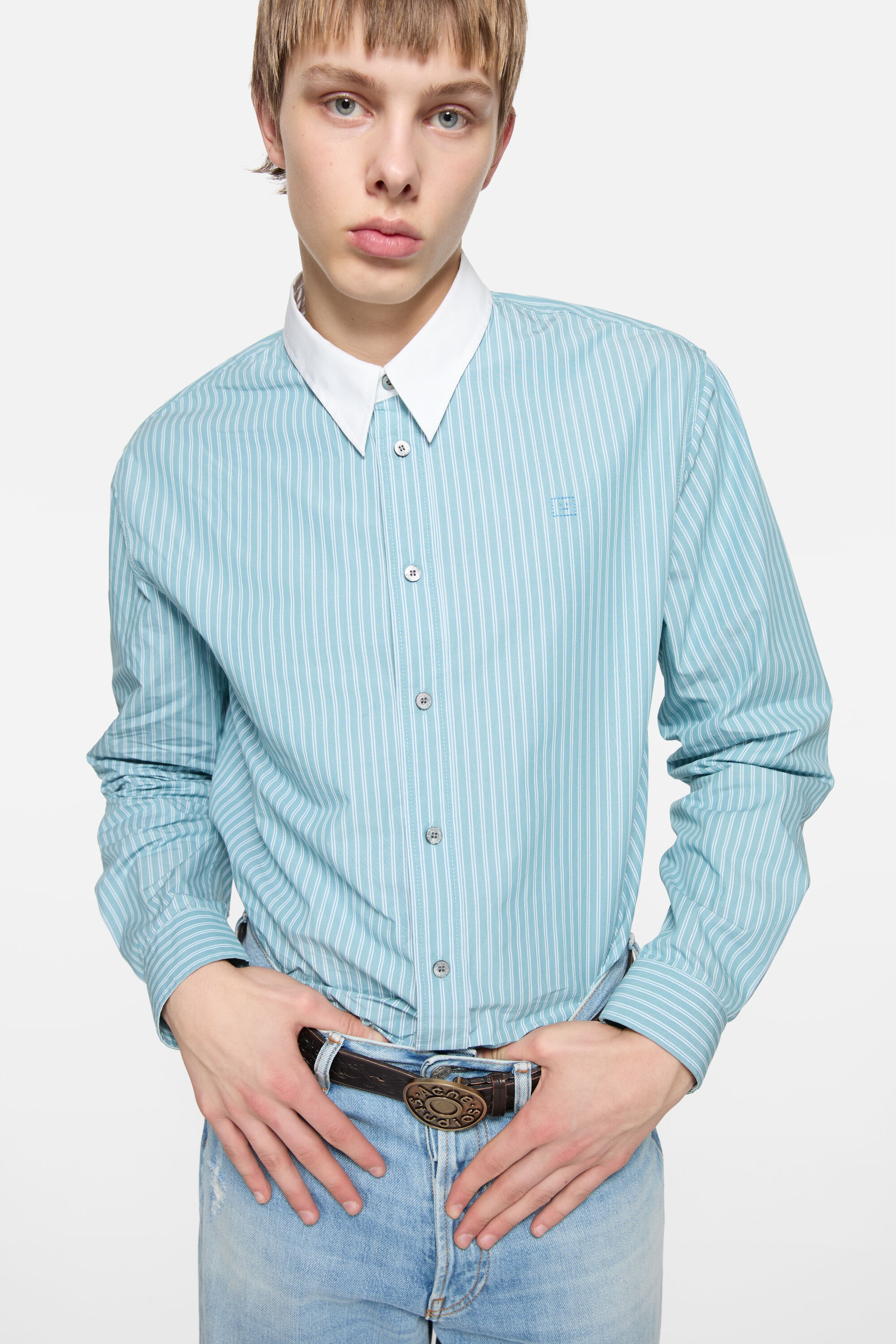 Button-up shirt - Turquoise blue - 4