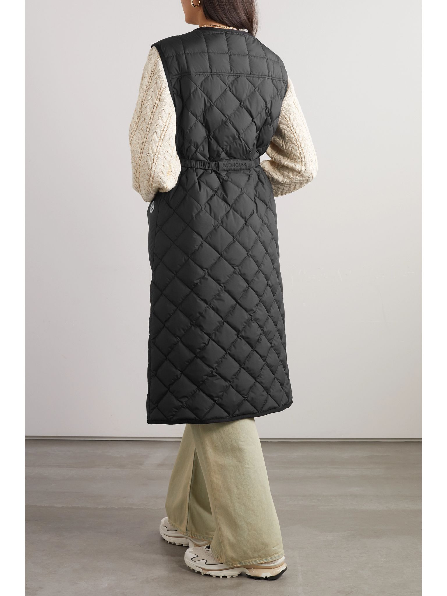 Butor appliquéd belted quilted shell down gilet Black - 4