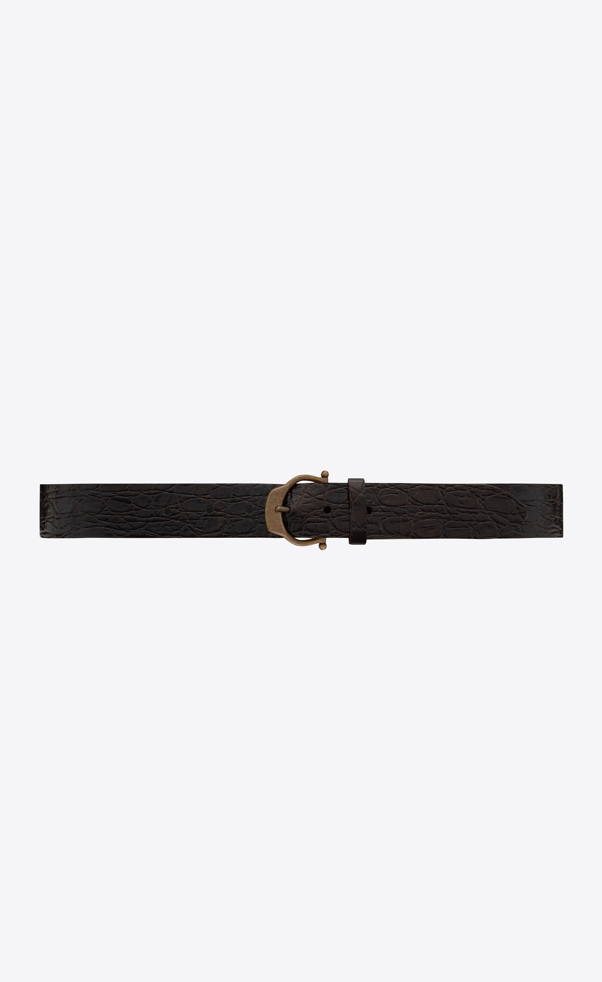 horseshoe buckle belt in crocodile-embossed leather - 1