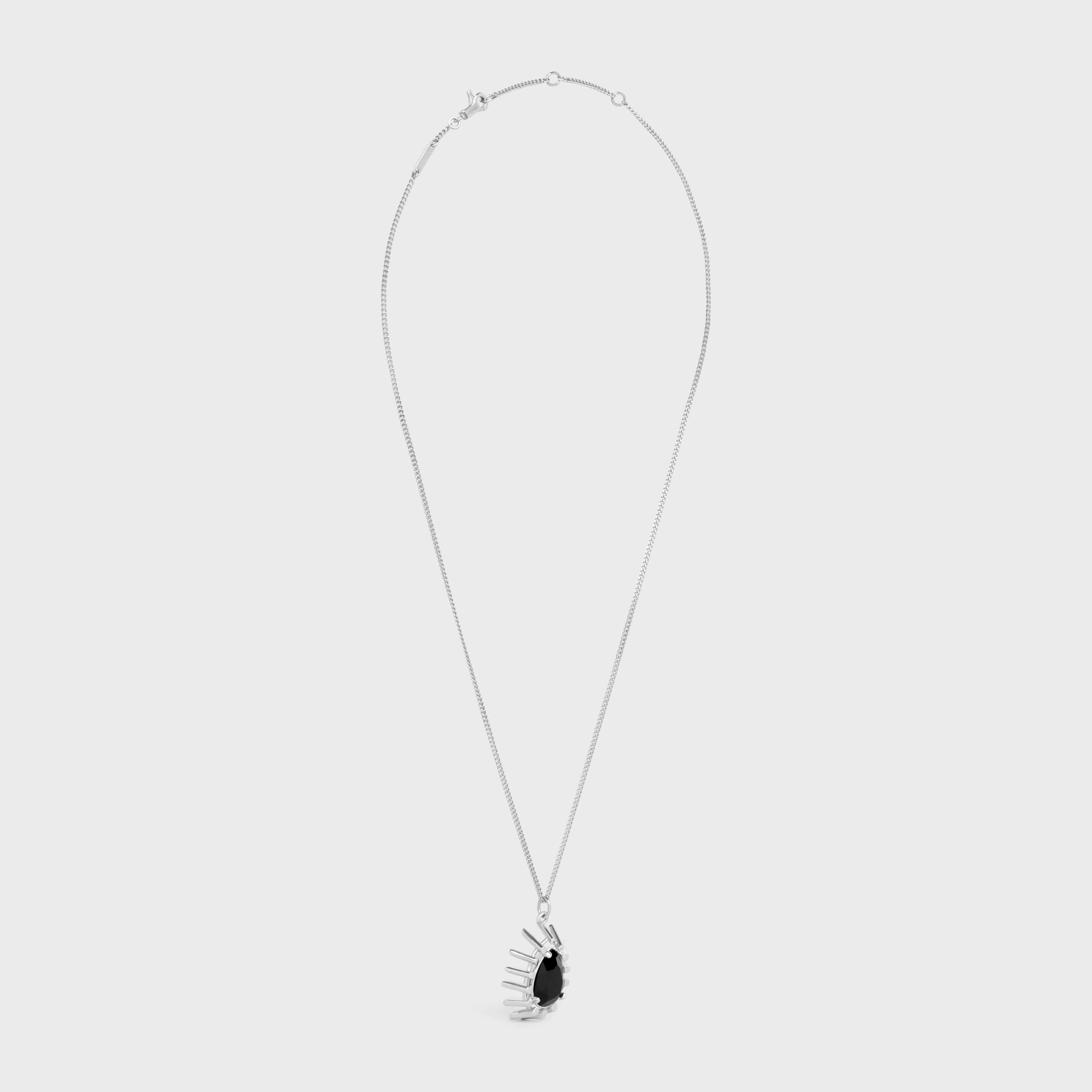Les Pierres Celine Necklace in Brass with Rhodium Finish and Black Strass - 3