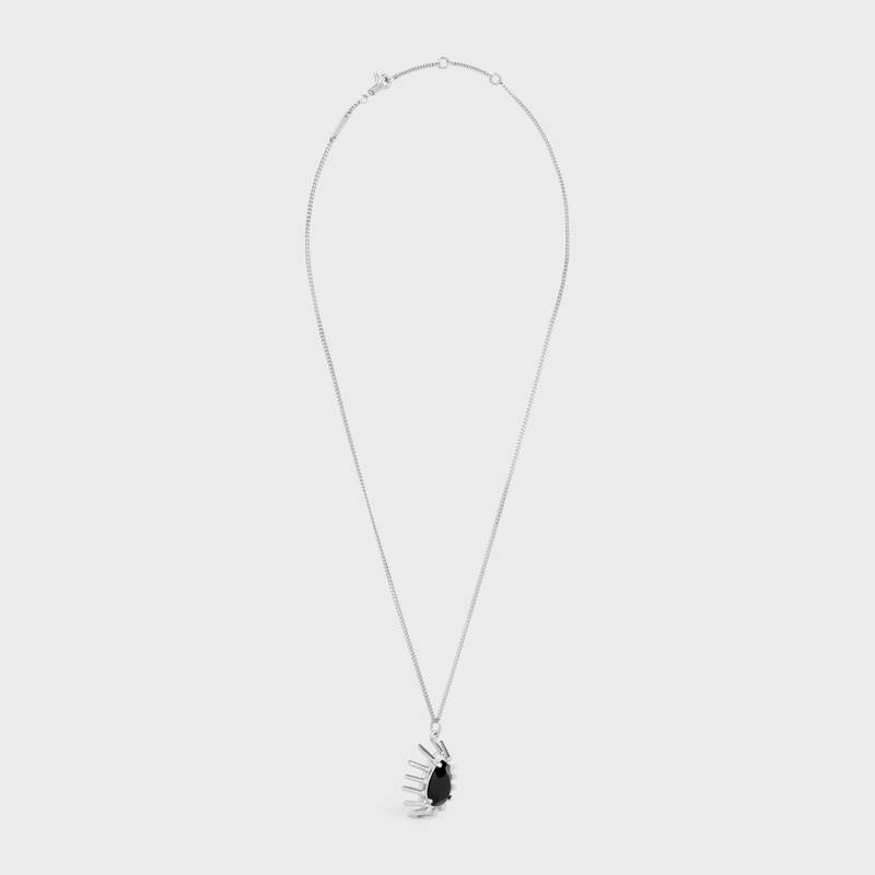 Les Pierres Celine Necklace in Brass with Rhodium Finish and Black Strass 3