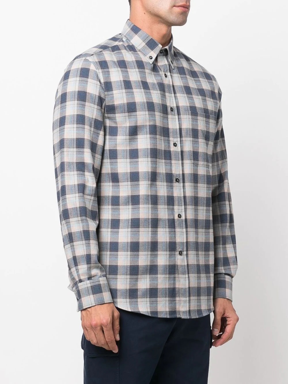 check-print button-down shirt - 3