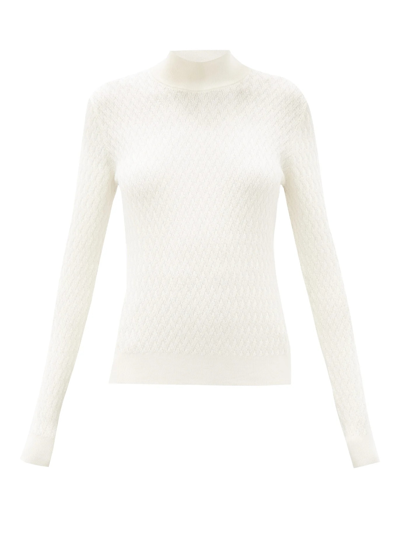 High-neck knitted-silk sweater - 1