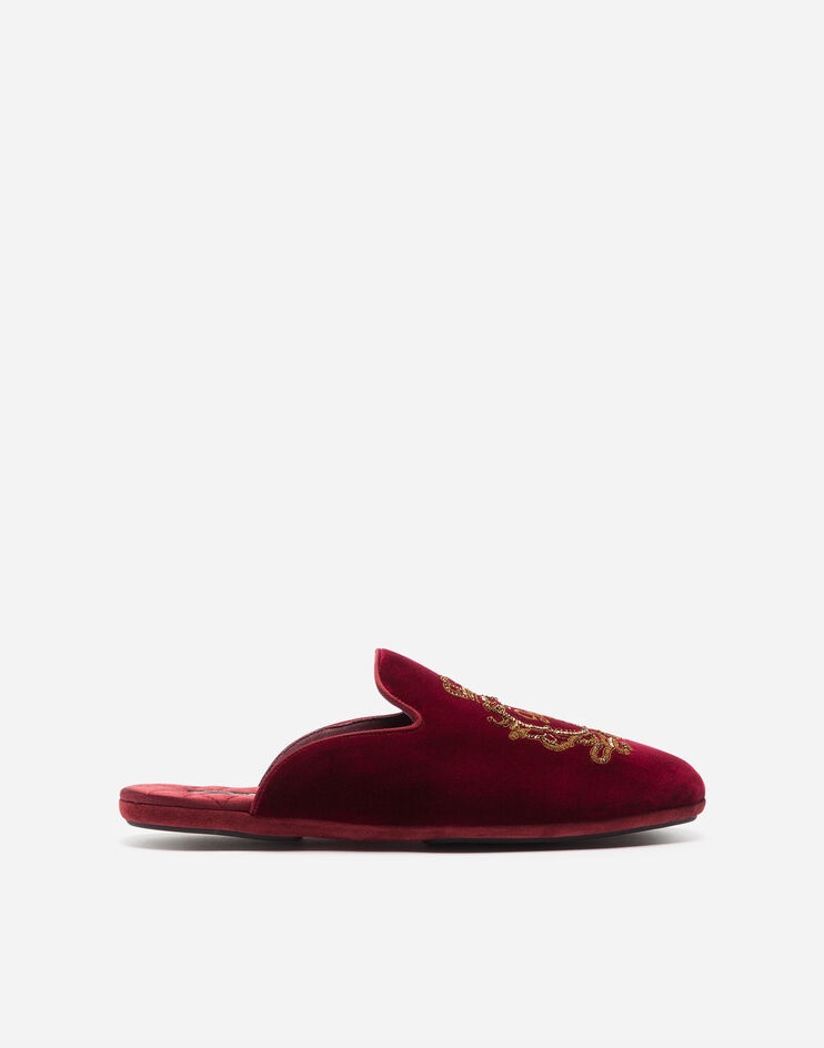 Velvet slippers with embroidery - 1