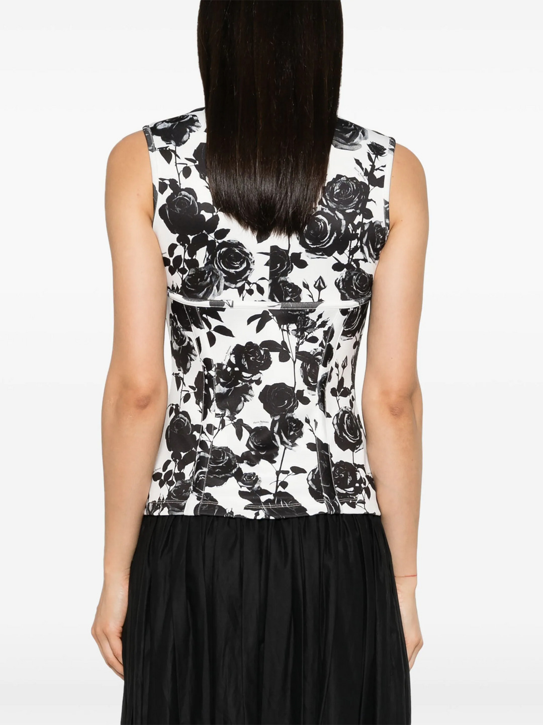 High Neck Roses Print Top - 4