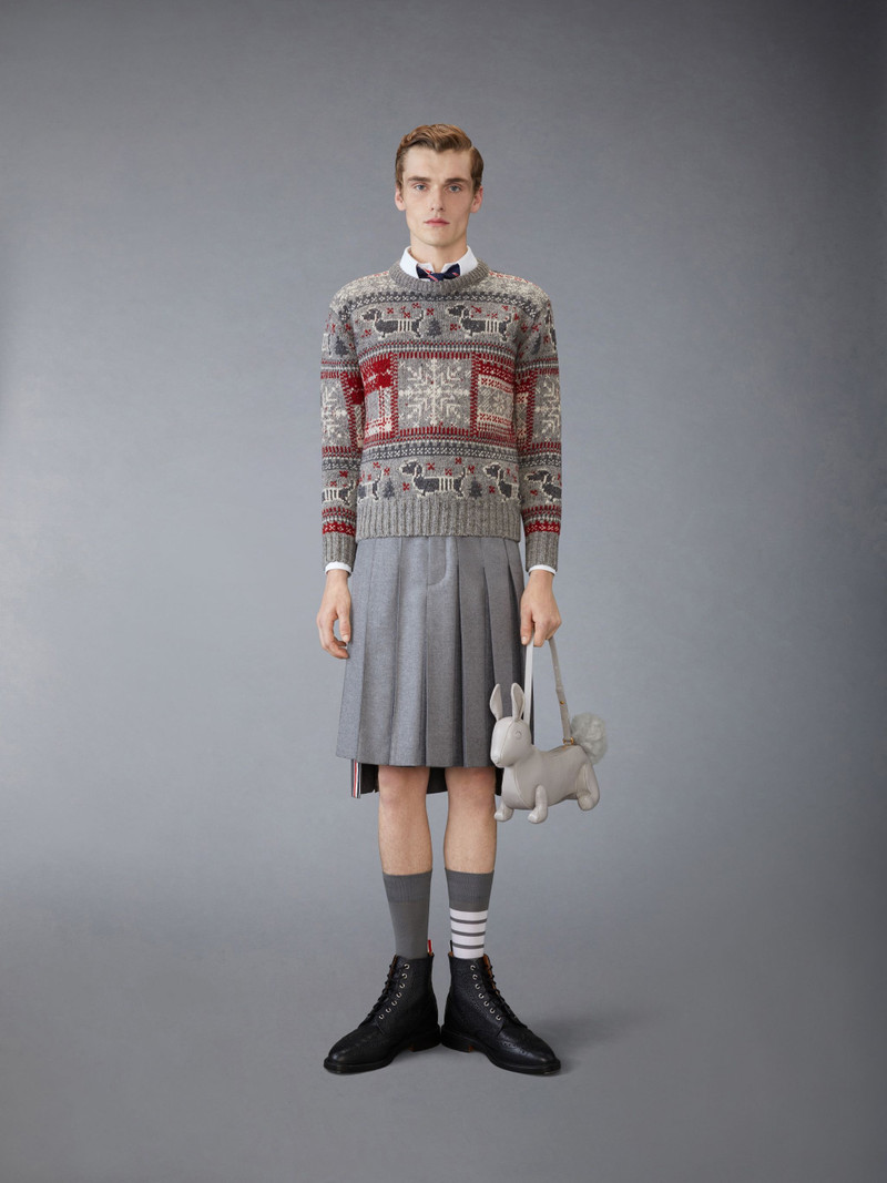 Thom Browne Holiday Hector Mohair Tweed Crew Neck Pullover outlook