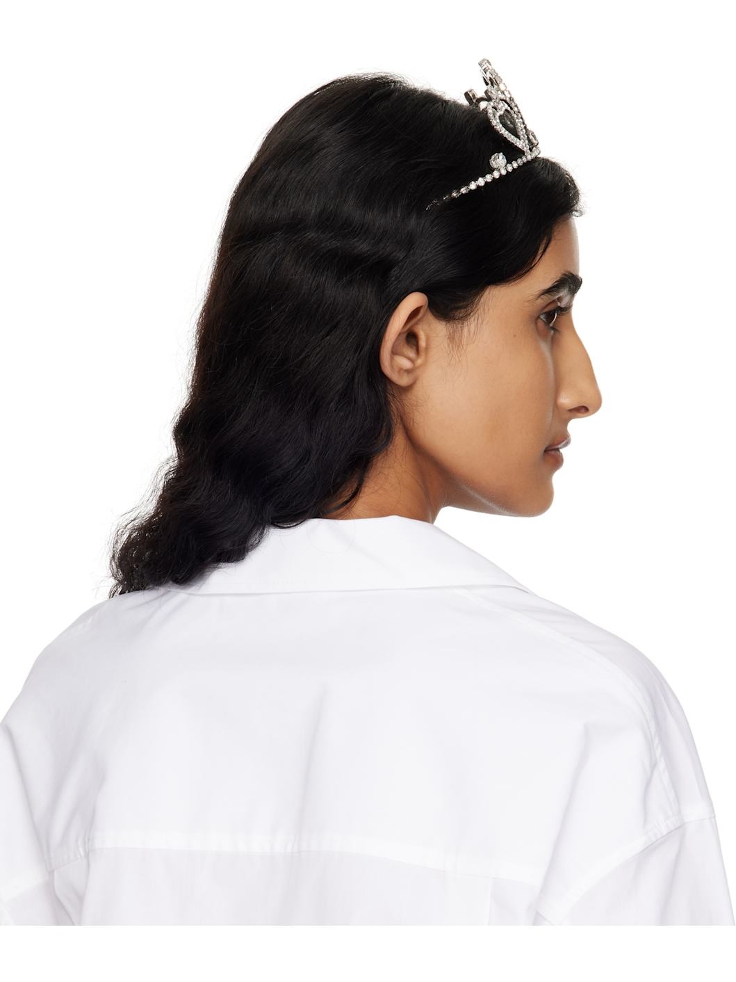 Silver Crystals & Hearts Metal Tiara Headband - 3