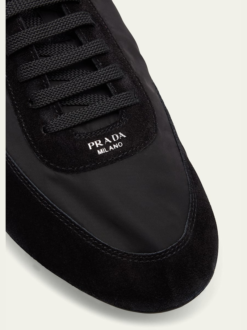 Prada Men's Collapse Nylon and Suede Low-Top Sneakers outlook