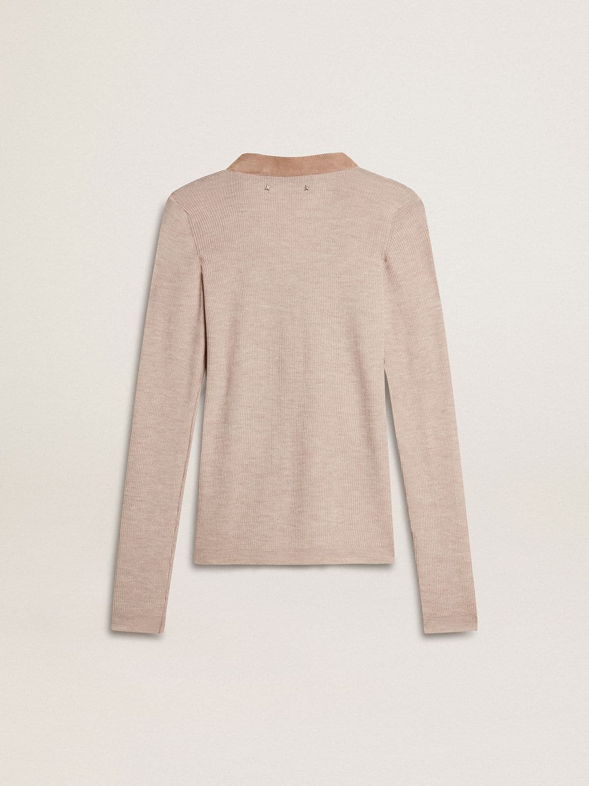 Beige wool sweater with leather details - 6