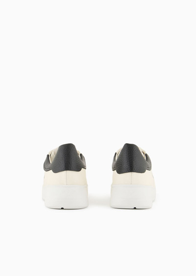 EMPORIO ARMANI Leather sneakers with signature logo and knurled sole outlook