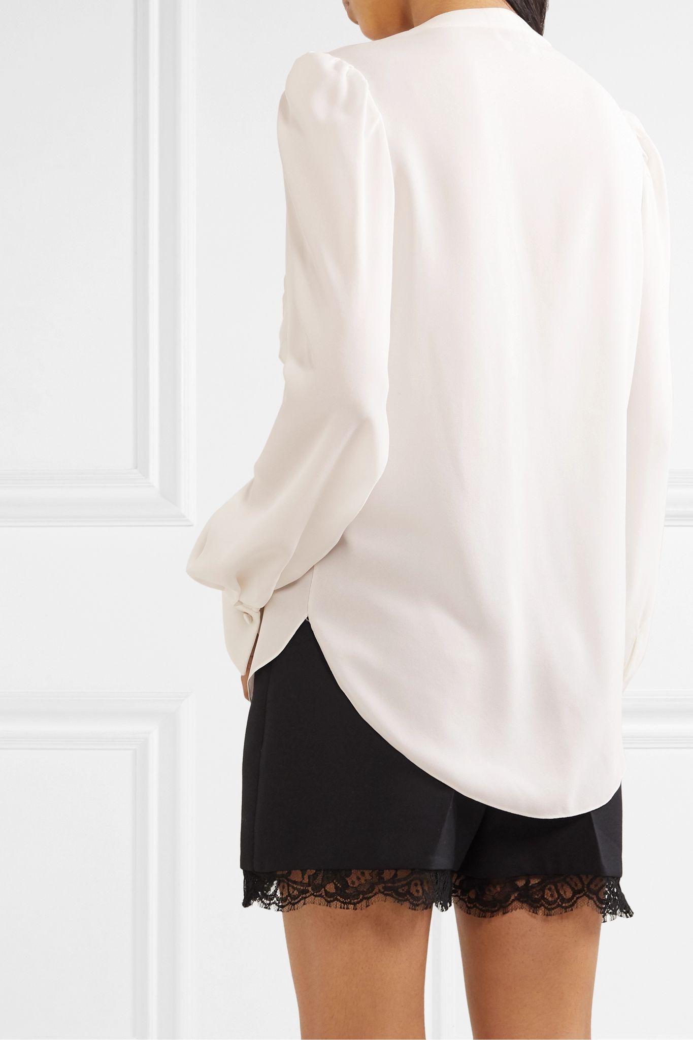 Ruffled silk-crepe blouse - 4