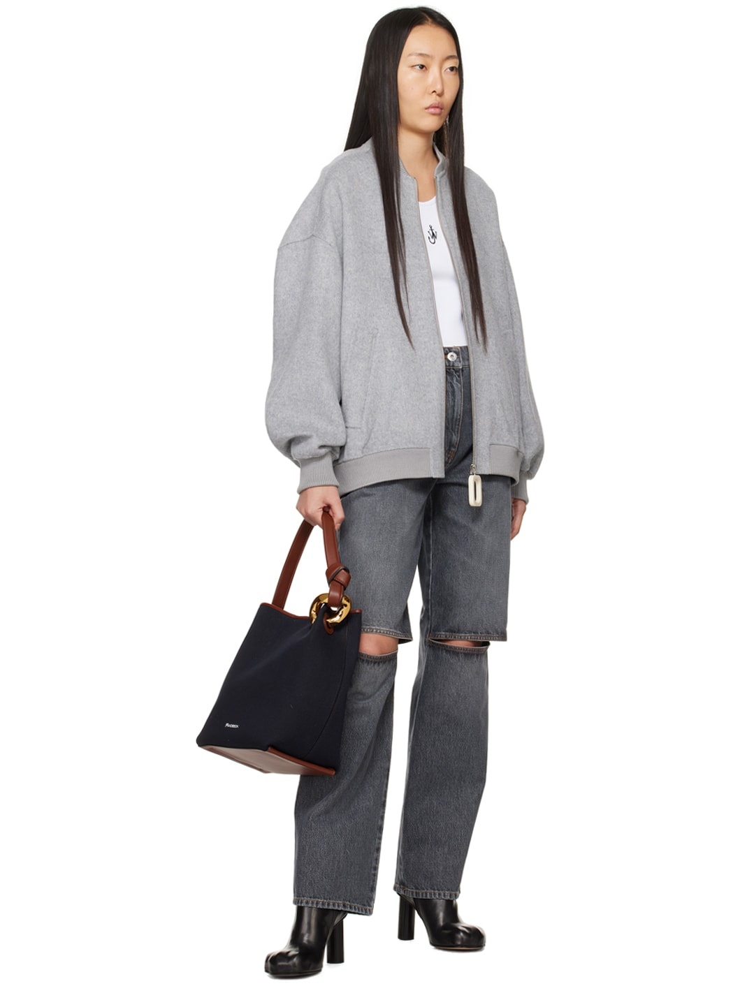 Gray Cutout Jeans - 4