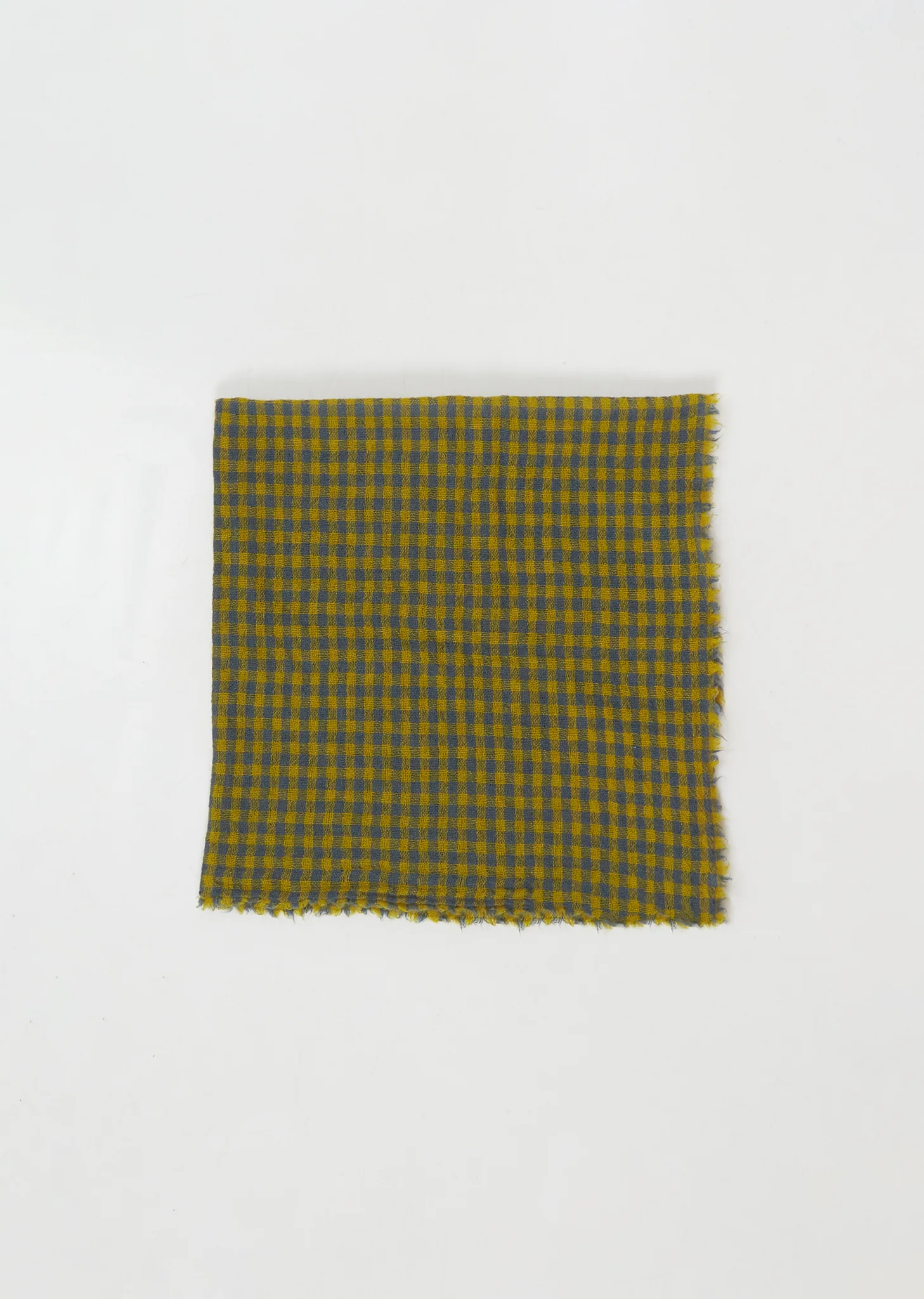 Check Small Cashmere Scarf — Dark Turquoise Oil - 1