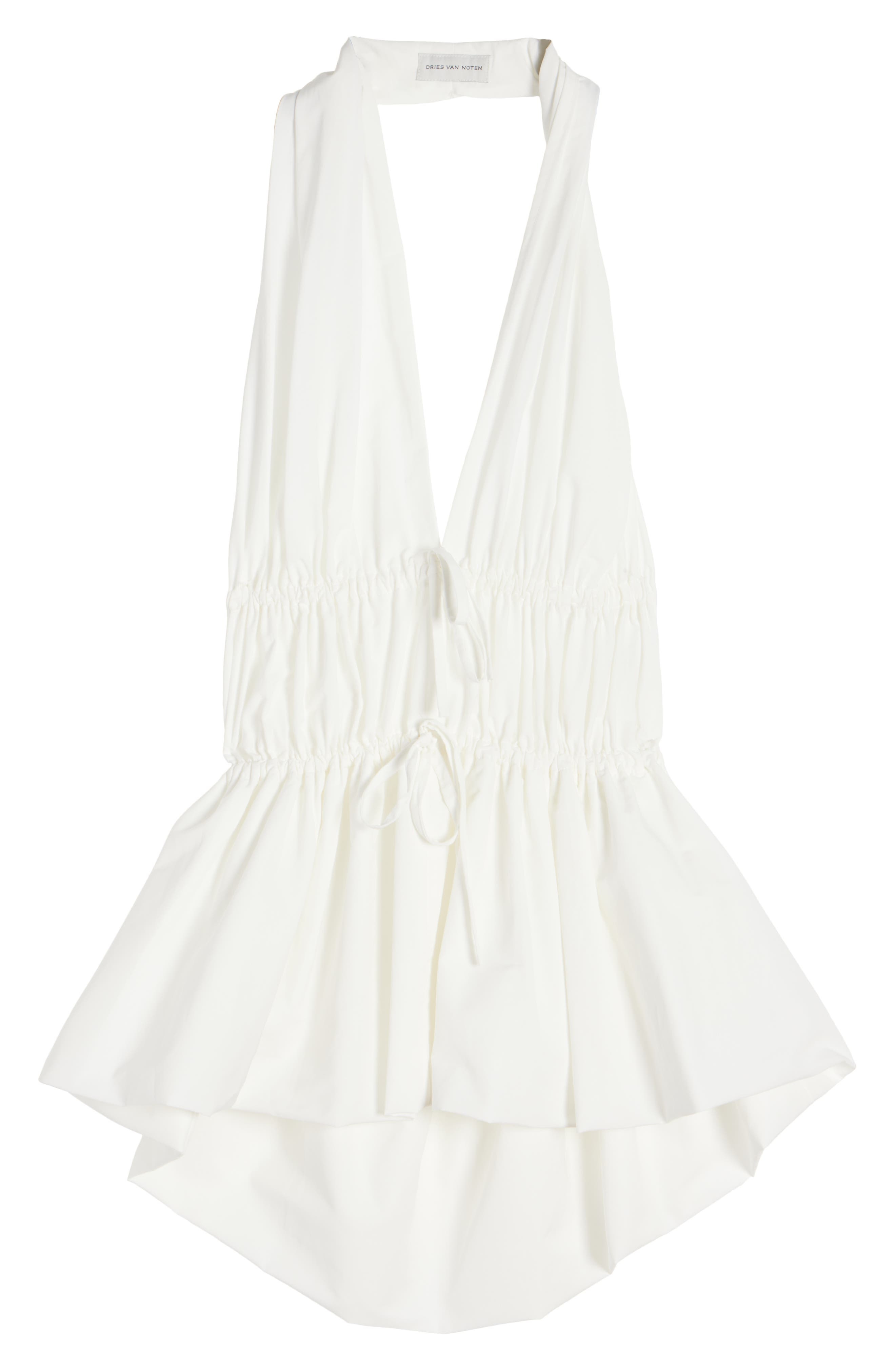 Dries Van Noten Ceana Ruched Halter Top in White at Nordstrom - 6