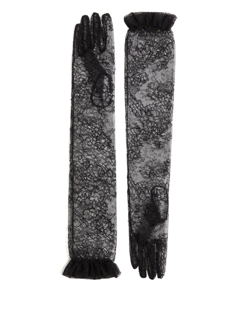 VLogo Signature ruffled lace gloves 1