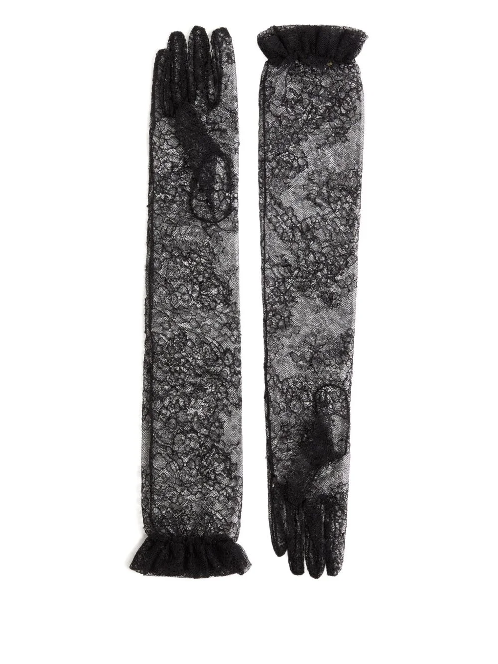 VLogo Signature ruffled lace gloves - 1