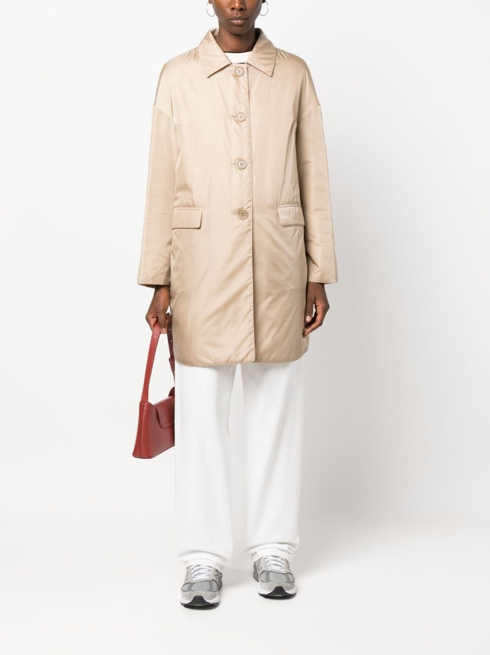 buttoned-up gabardine coat - 2