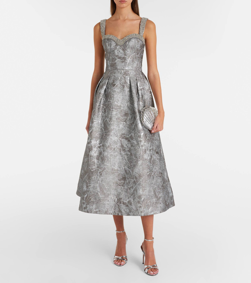 REBECCA VALLANCE Sterling metallic-effect jacquard gown outlook