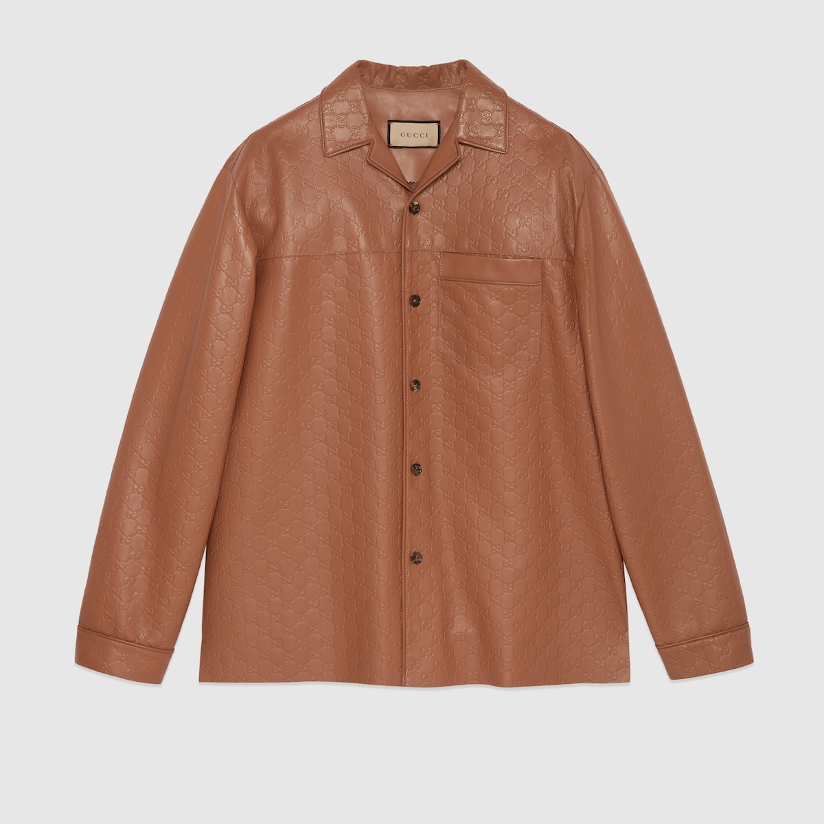 GG embossed leather shirt - 1