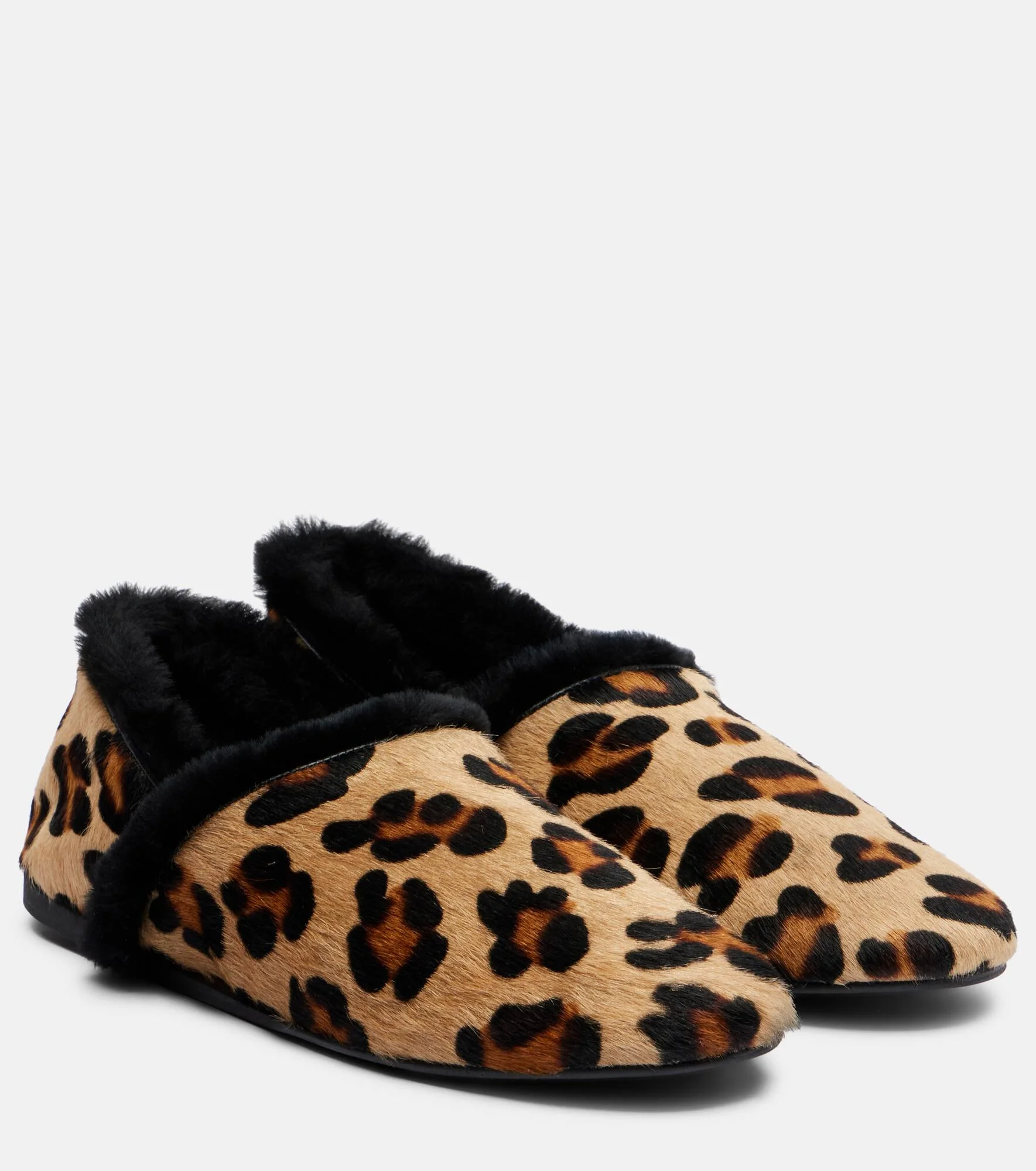 Shearling-lined calf hair slip-on shoes - 1