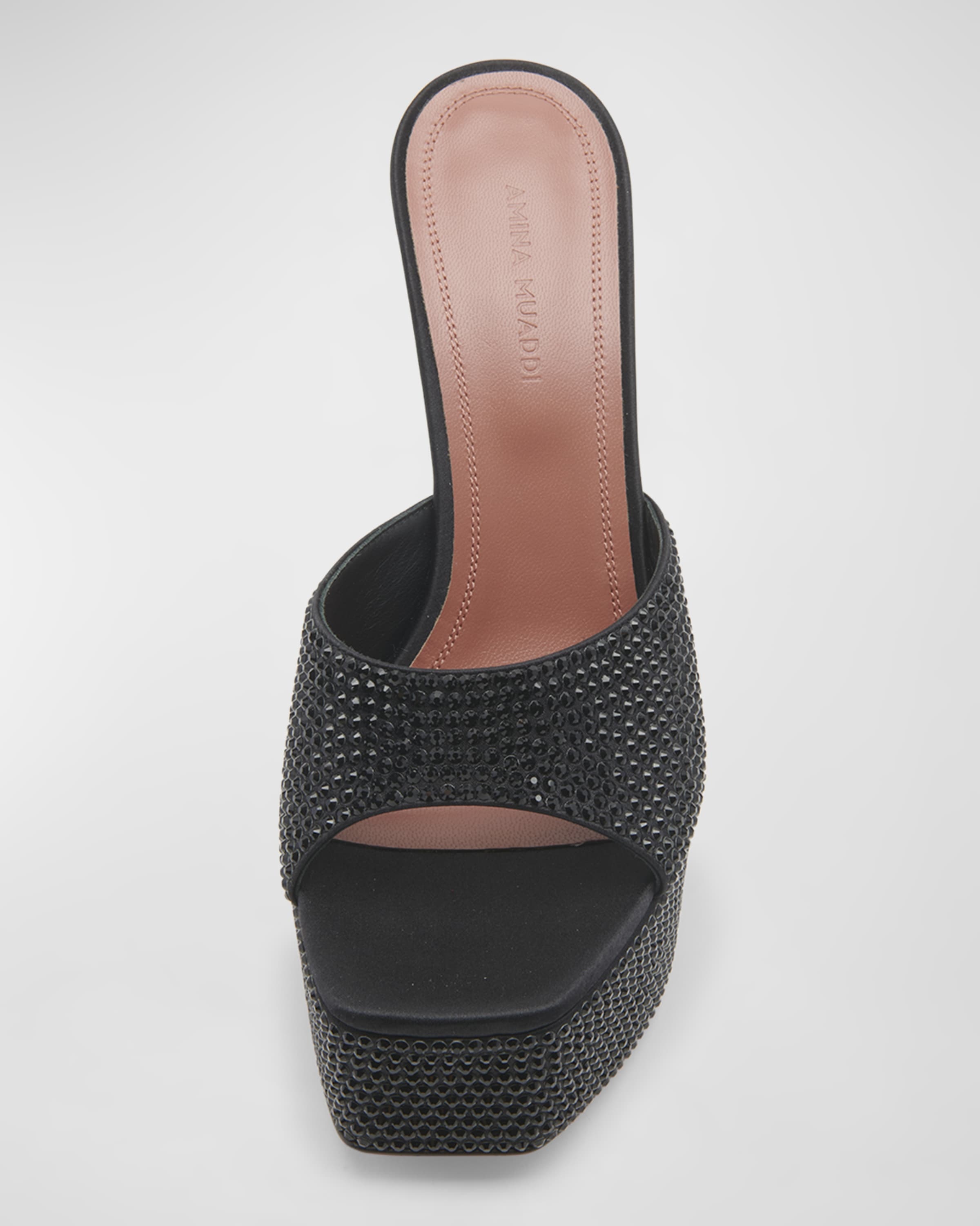 Dalida Crystal Platform Slide Sandals - 5