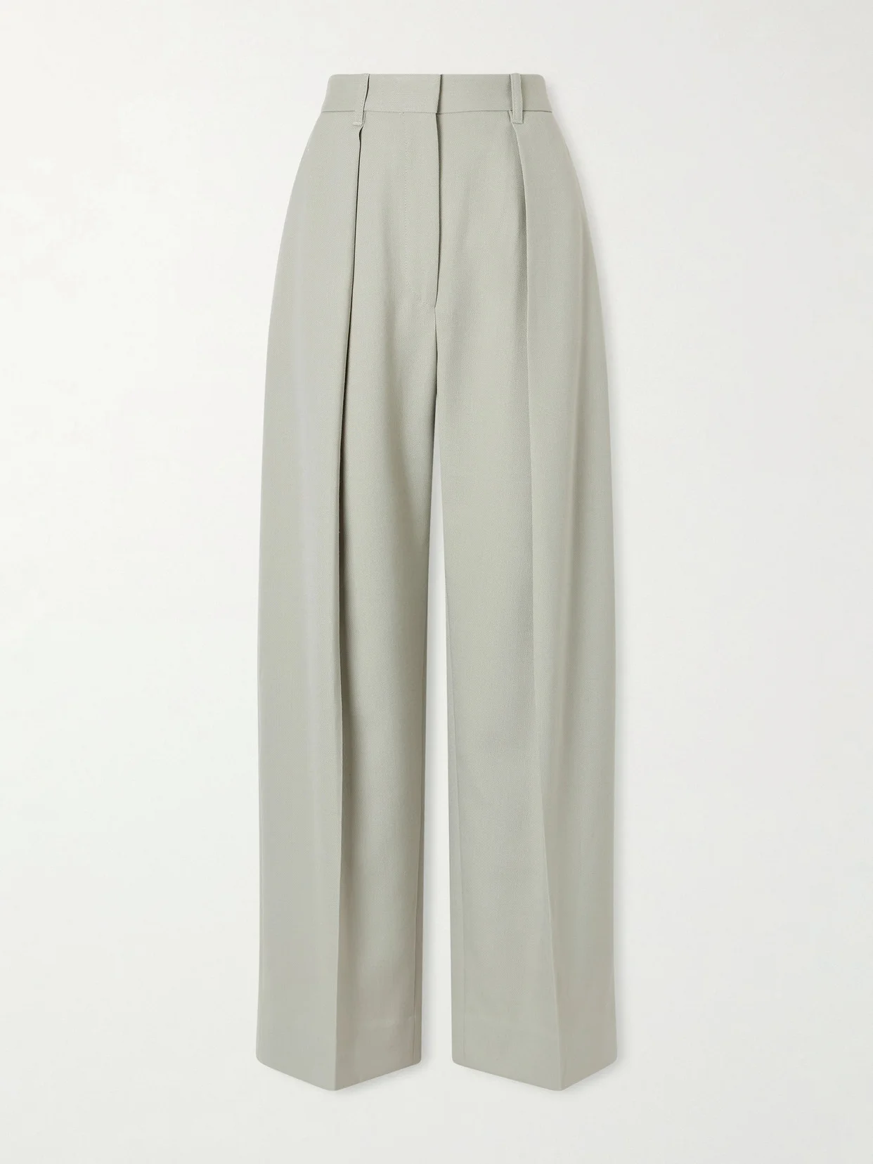 Pleated Grain De Poudre Wide-leg Pants - 1