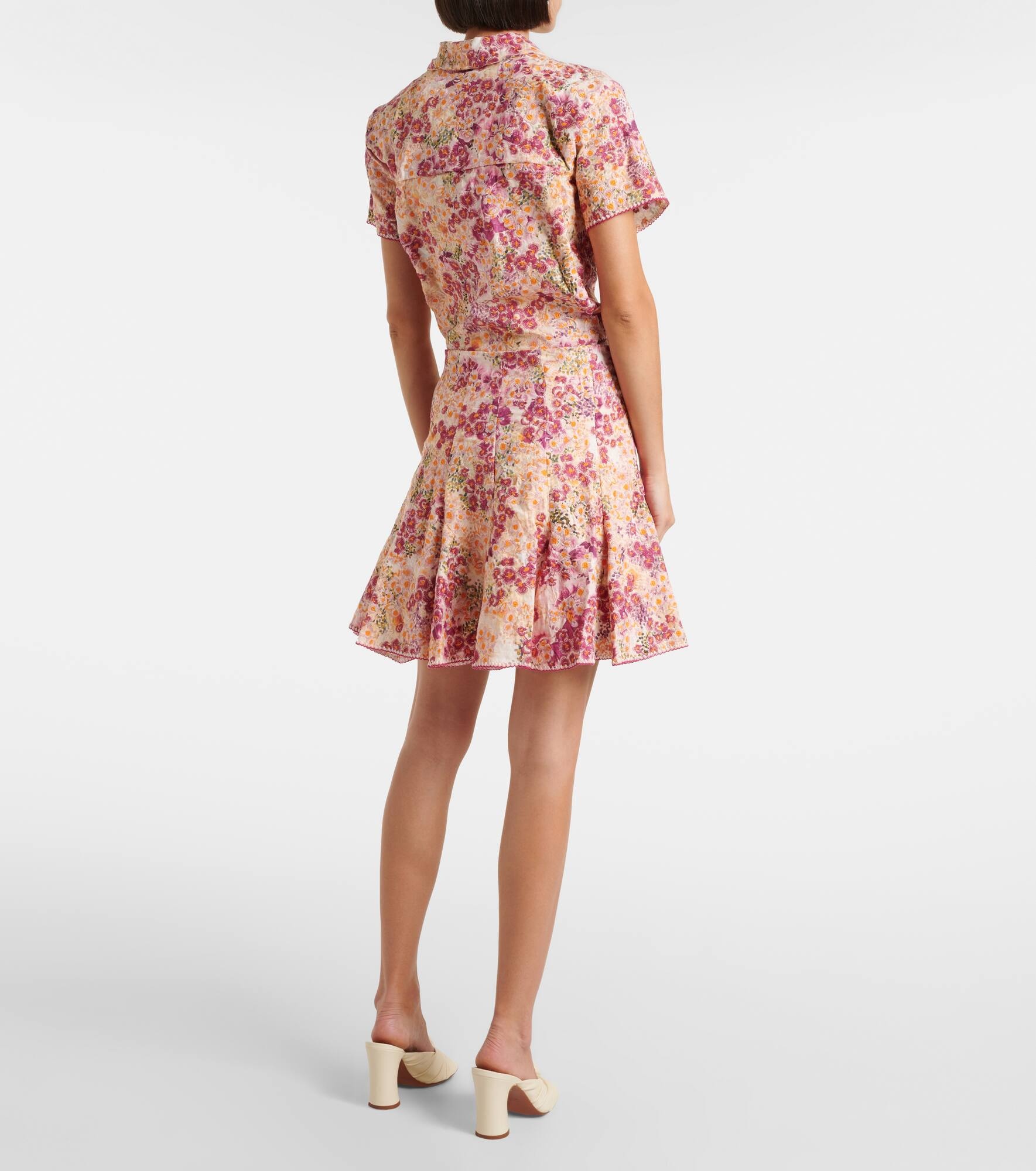 Cerezo Florecer floral linen miniskirt - 3