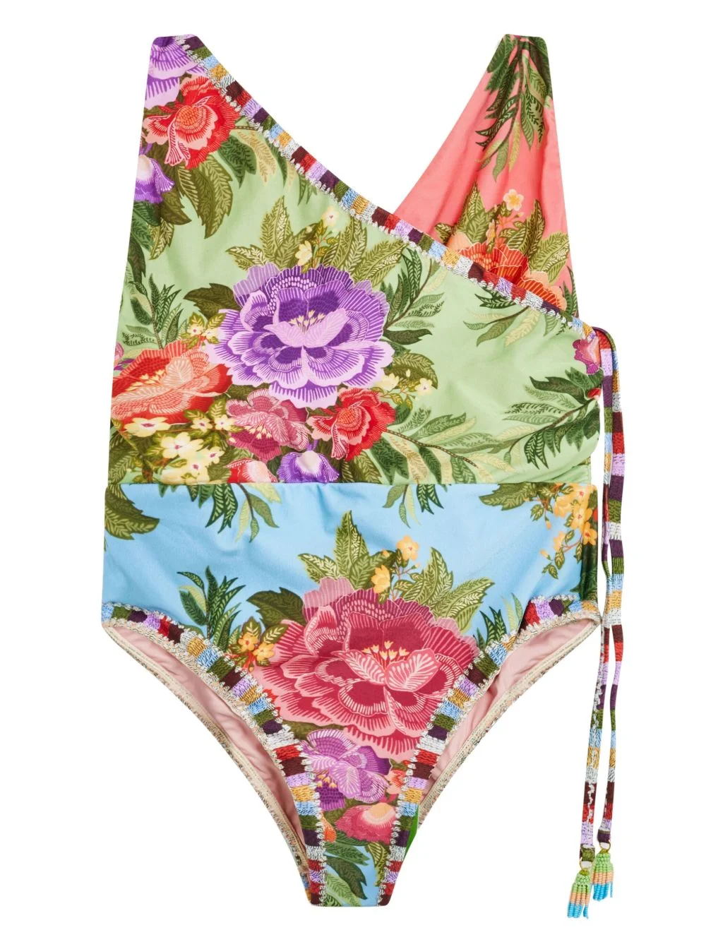 floral-print draped swimsuit - 1
