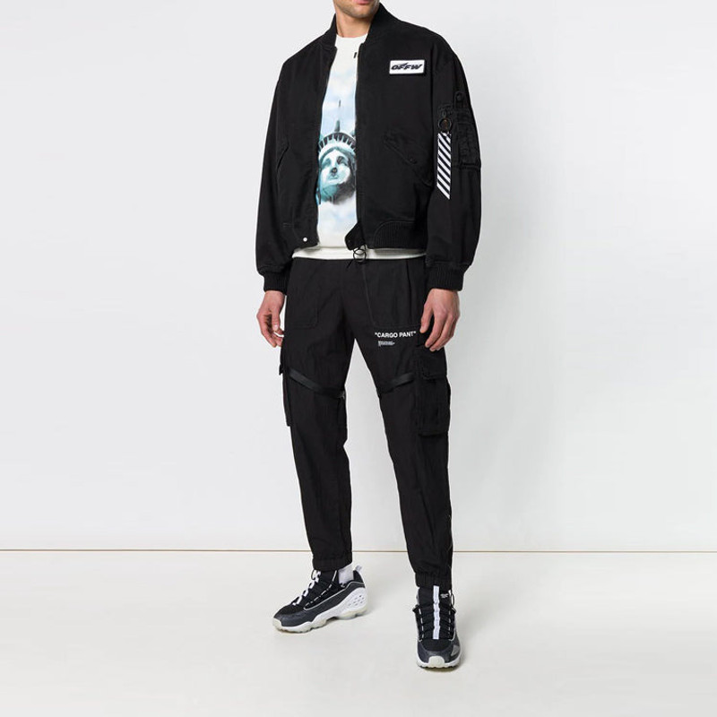 Off-White Off-White ribbed aviator Logo Jacket Loose Fit Black OMEA130E181350011000 outlook