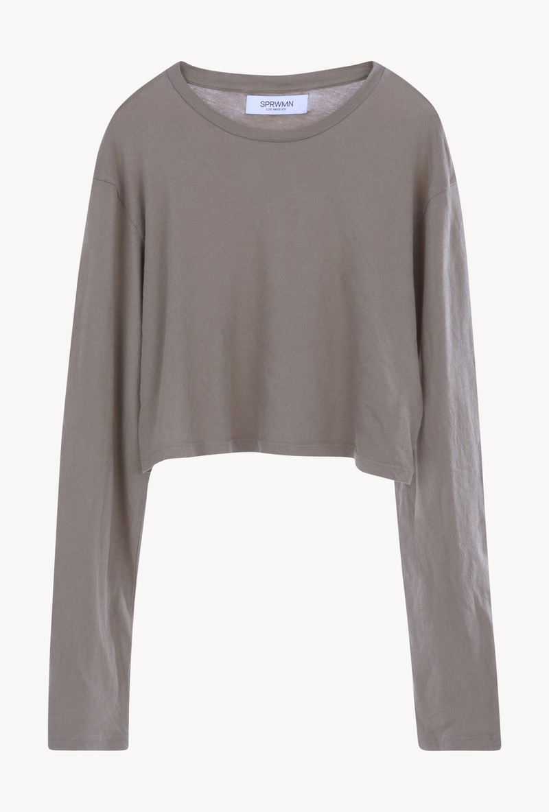 SAND COTTON CROP LONG SLEEVE TEE 1