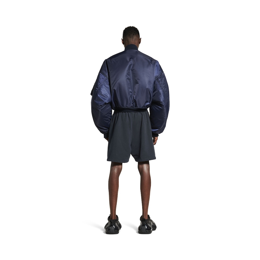 Men's Taped Balenciaga Back Shorts in Faded Black/white/red - 4