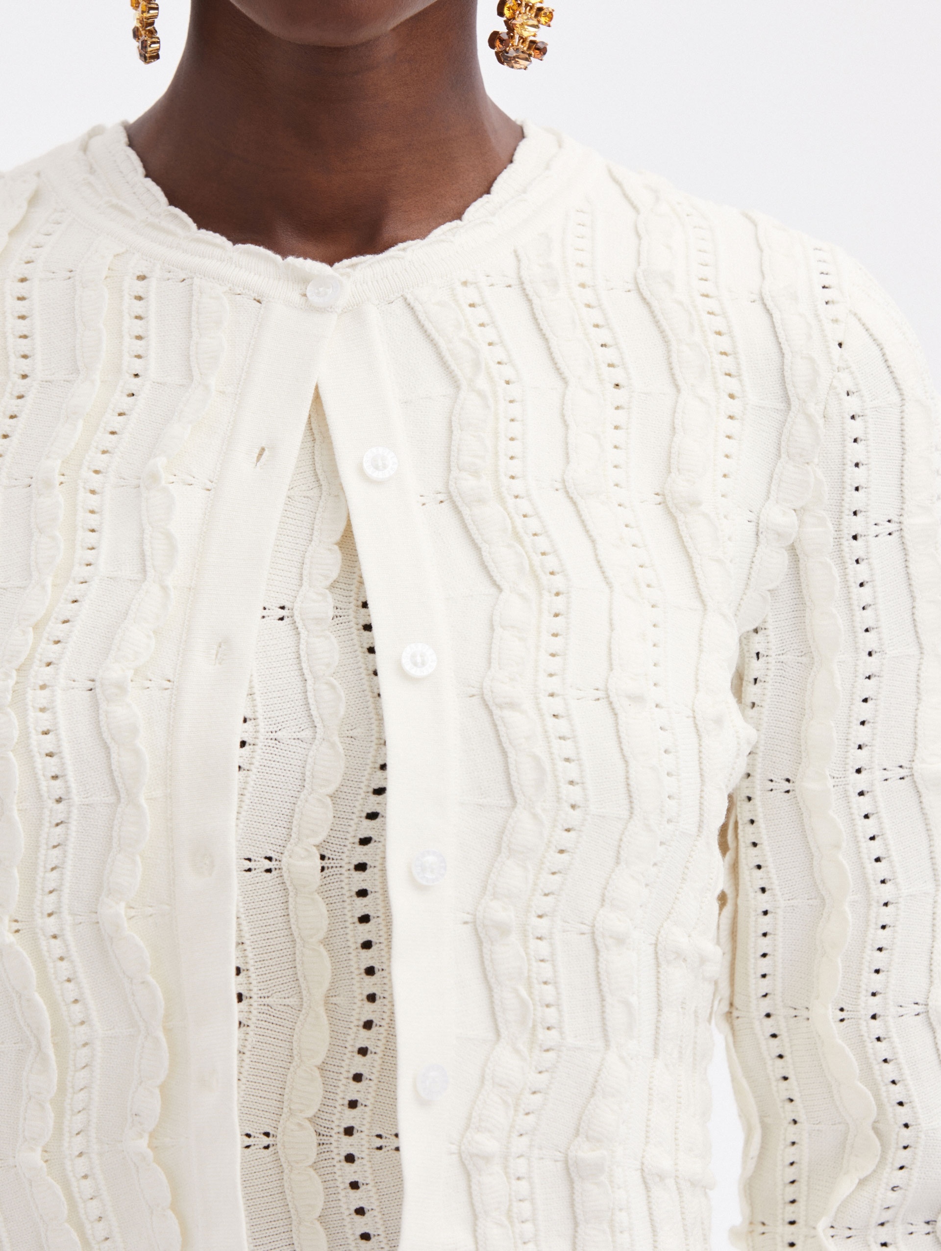 CROPPED WAVE KNIT CARDIGAN - 5
