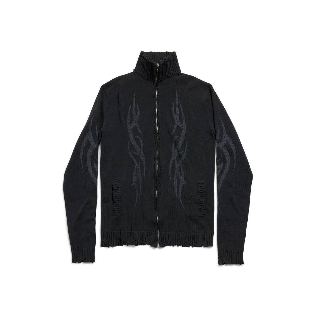 Men's Y2k Zip-up Cardigan in Black - 1