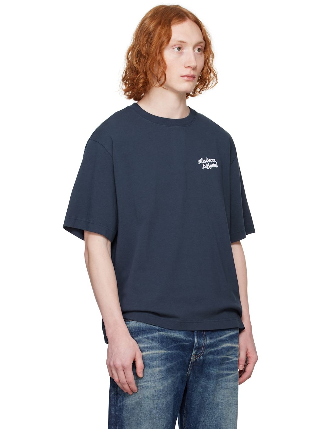 Navy '' Handwriting Oversize T-shirt - 2