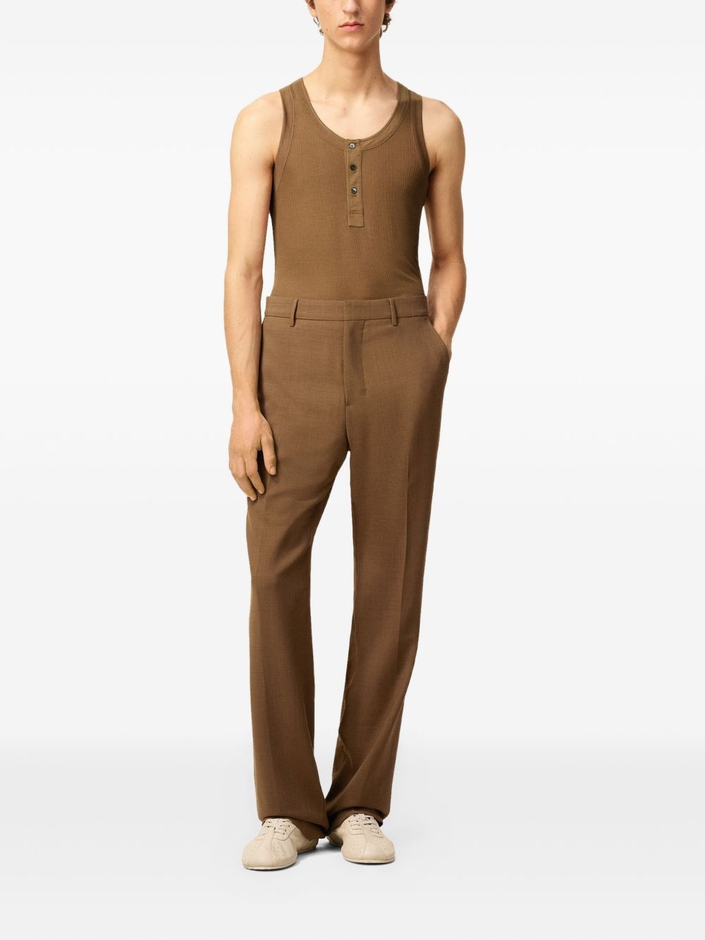 ribbed henley vest - 2