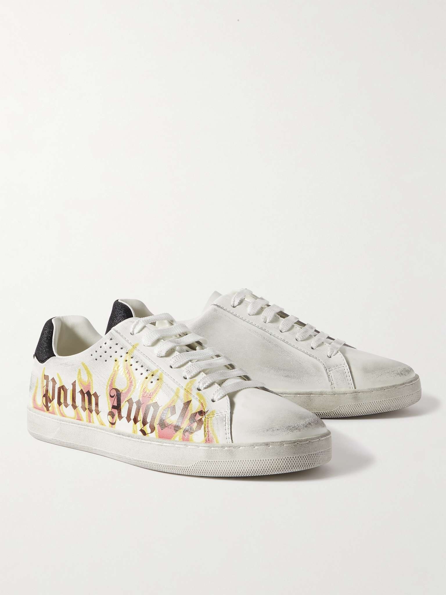 Distressed Logo-Print Suede-Trimmed Leather Sneakers - 3
