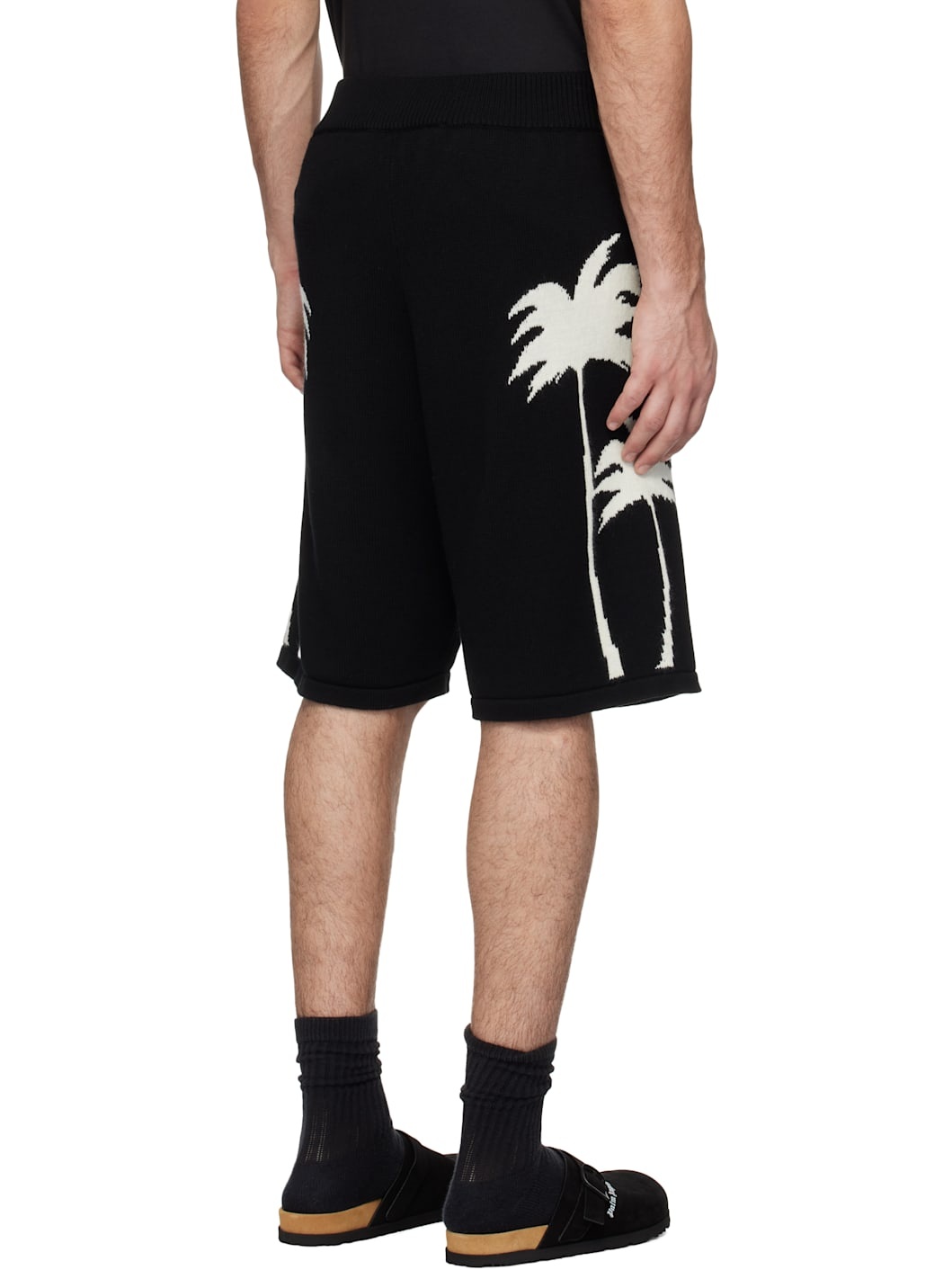 Black Palms Knit Shorts - 3