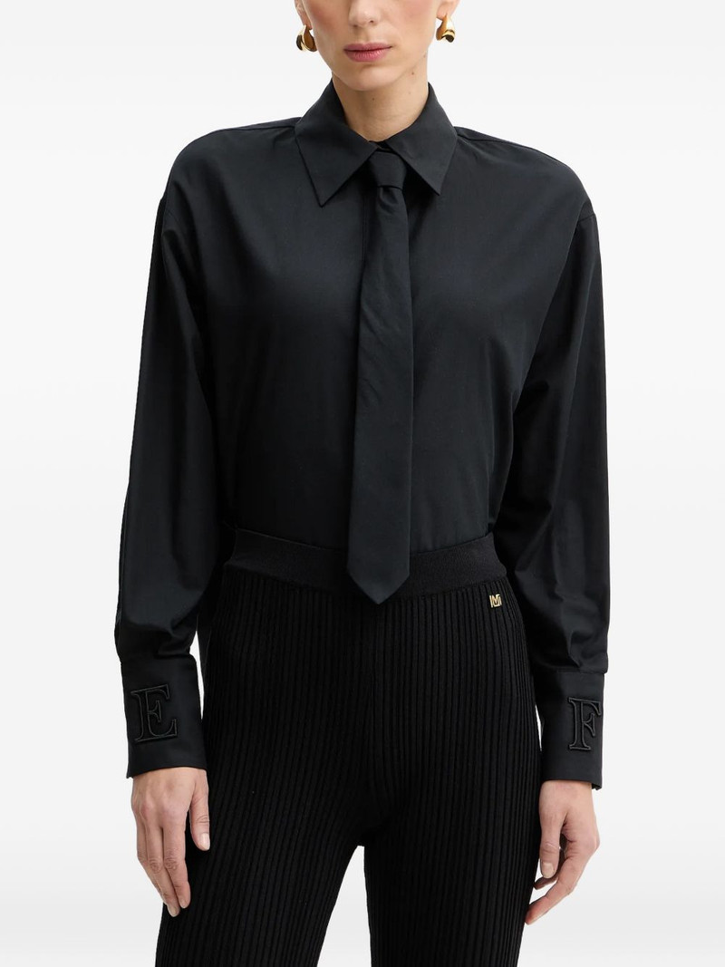 tie-detail embroidered-cuffs shirt 1