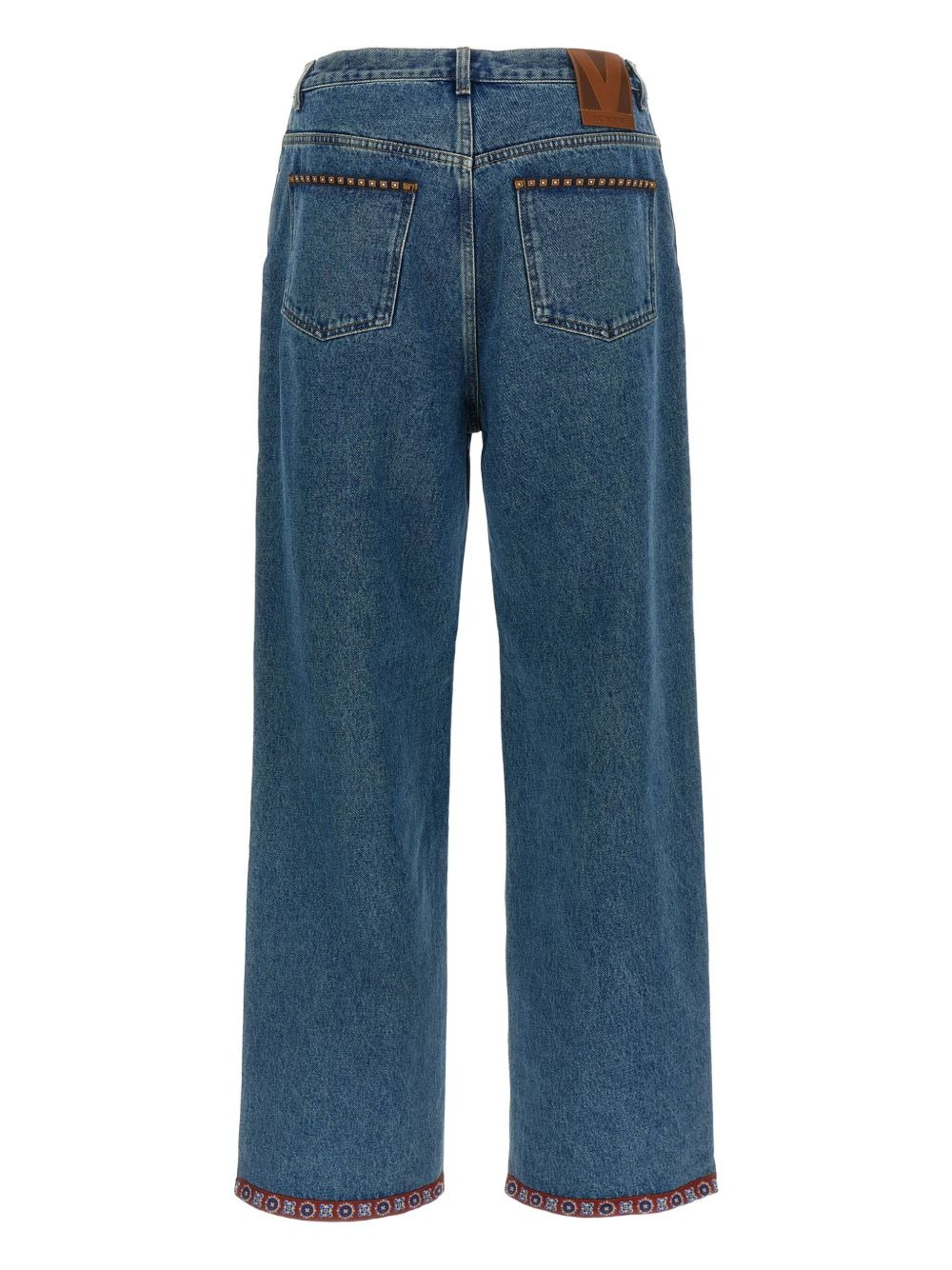 floral-insert jeans - 2