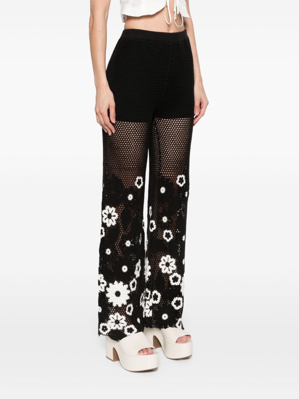 floral-embroidery trousers - 3