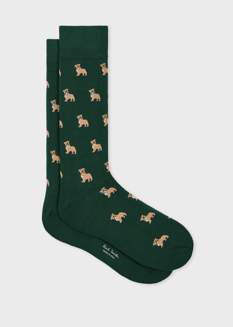 Dark Green Cotton-Blend 'Bulldog' Socks 1