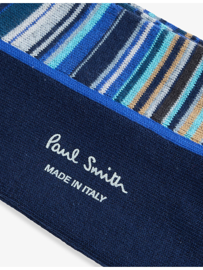 Paul Smith Signature Striped Ribbed Stretch Cotton-Blend Socks outlook