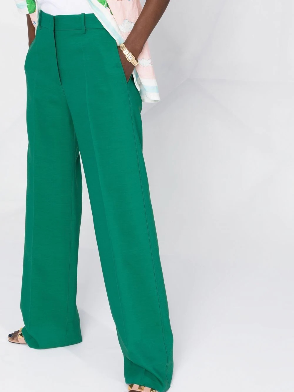 high-waist wide-leg trousers - 5