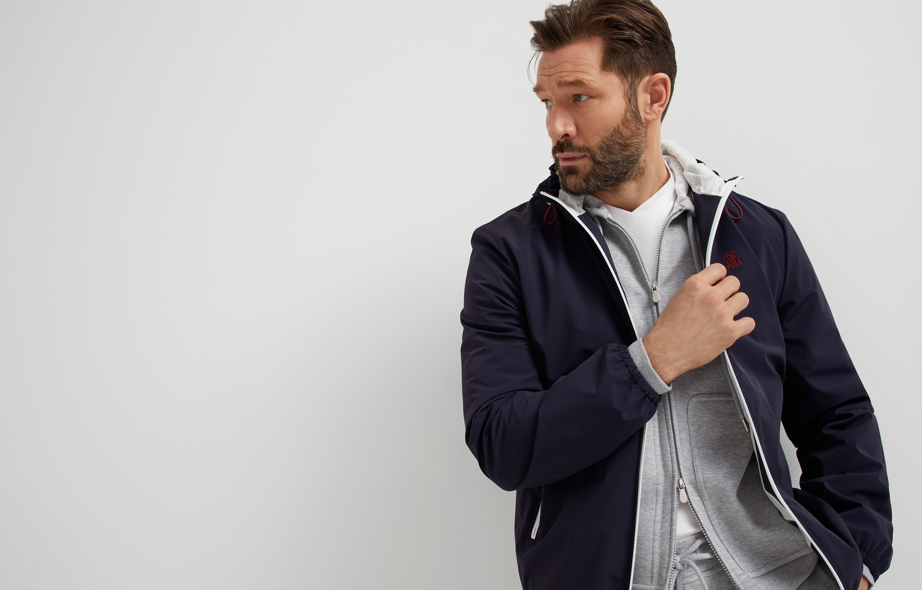 Bonded nylon hooded outerwear jacket with logo - 6
