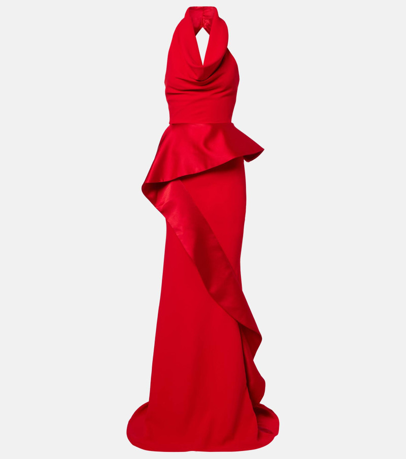 Provocateur halterneck peplum satin gown 1
