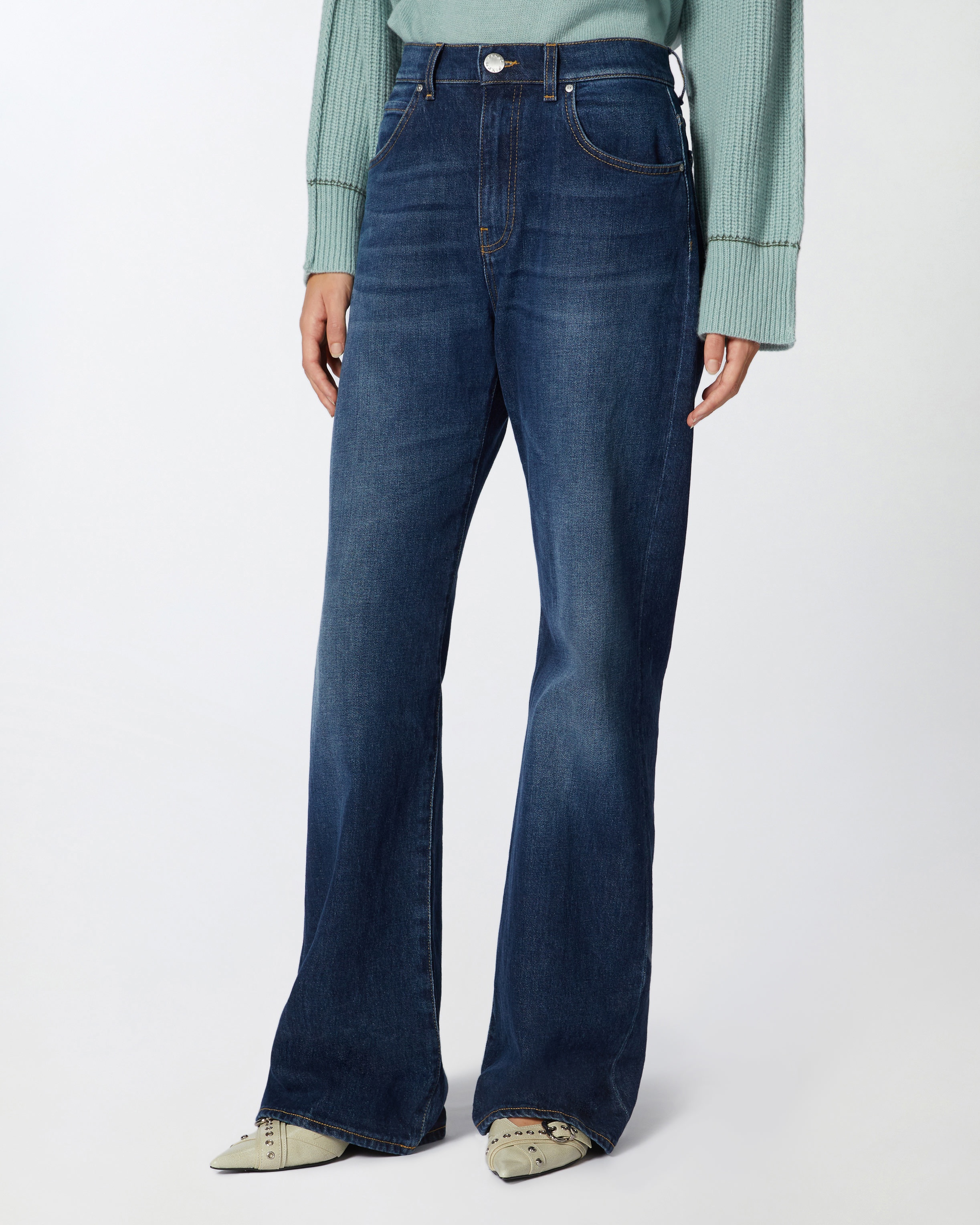 デニム・ジーパン PINKO Woman Jeans Denim 104607A2E1PJF PINKO WIDE-LEG VINTAGE BLUE DENIM JEANS | REVERSIBLE