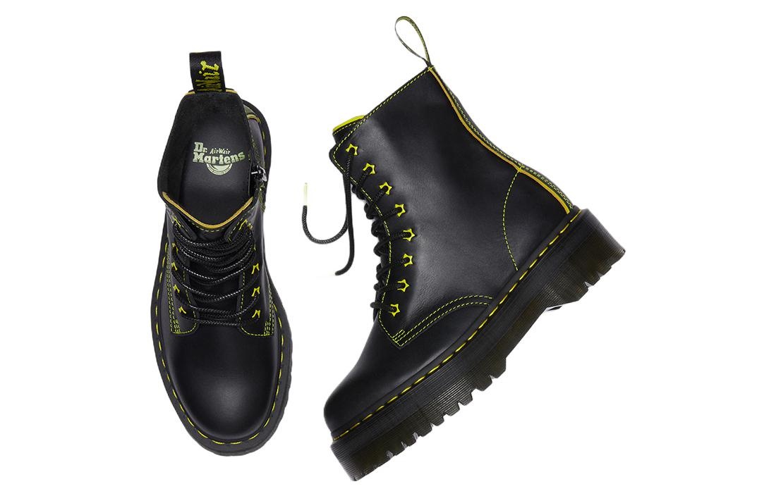 Dr. Martens Jadon II Boot Neon Star Leather Platforms 'Black Yellow' 27617002 - 4