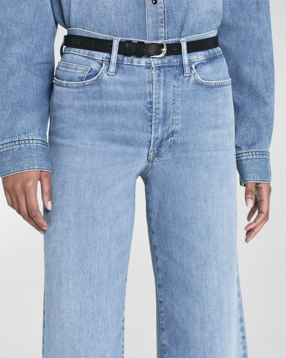 Le Slim Palazzo Raw Fray Jeans - 6