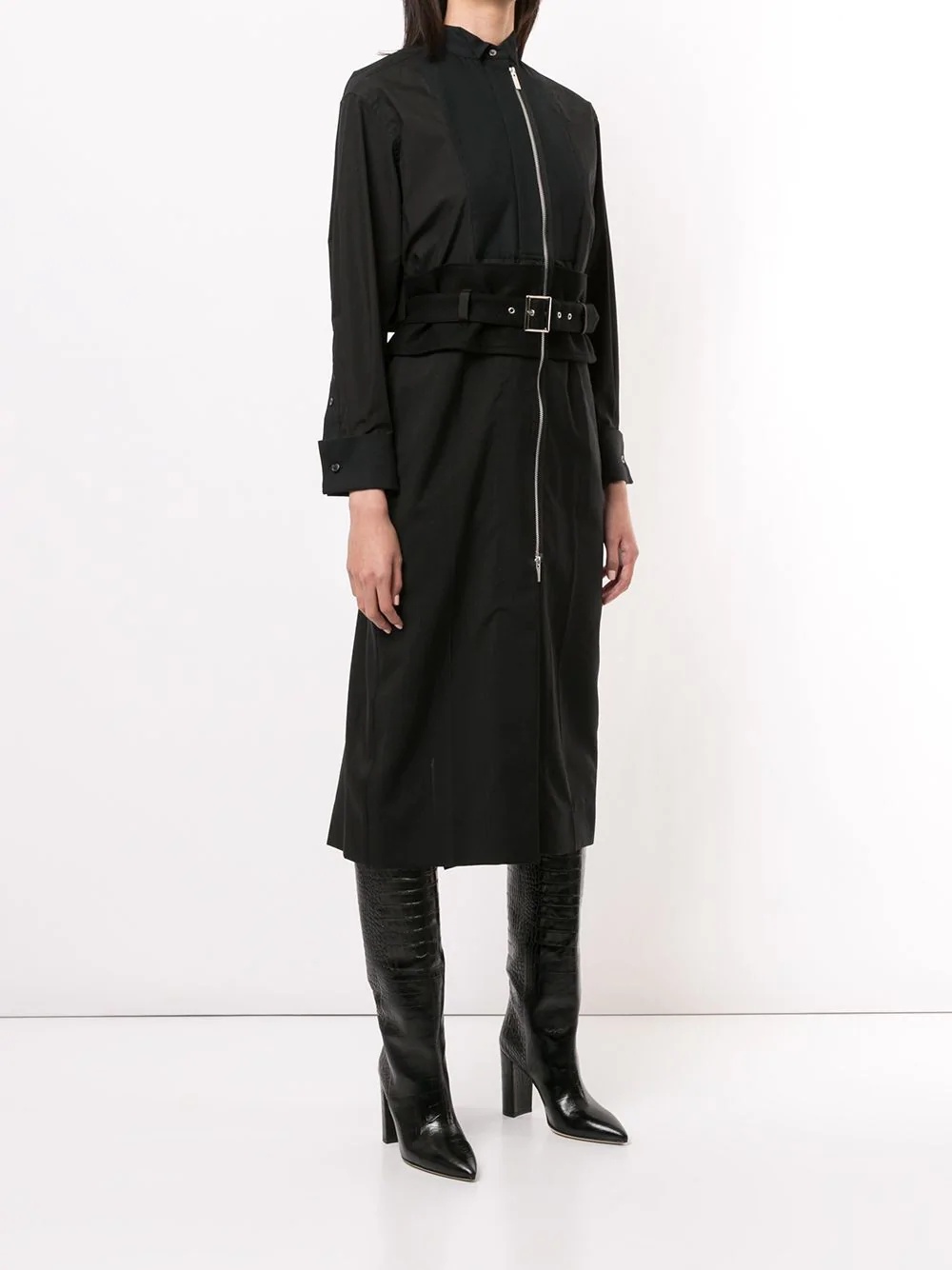 zip-through belted shirtdress  - 3